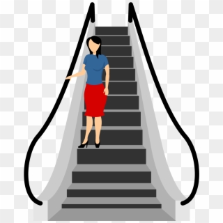Girl Coming Down Through Escalator - Stairs, HD Png Download