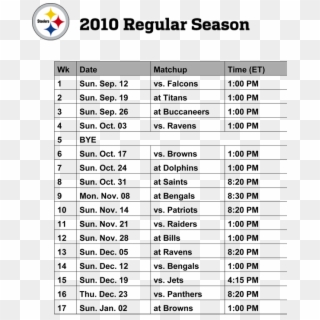 Pittsburgh Steelers Logo 2010 Printable Schedule - Schedule 2011, HD Png Download