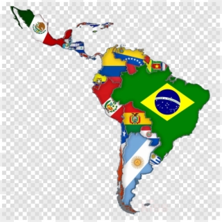 Latin America Map Flags Clipart Flags Of South America - Latin America With Flags, HD Png Download