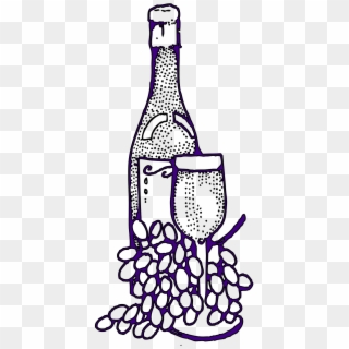 Wine Grapes Glass Bottle Png Image - Wine Bottle Drawing Png, Transparent Png