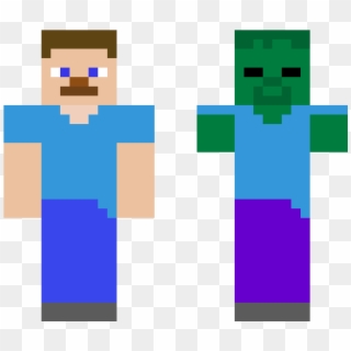 Zombie And Steve Minecraft - Steve Minecraft Skin, HD Png Download