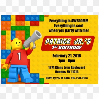 Lego Birthday Invitations - Lego Invitations, HD Png Download