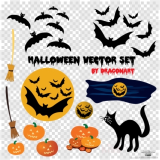 Silhouette Bats Png Clipart Clip Art - Set Halloween Vector, Transparent Png