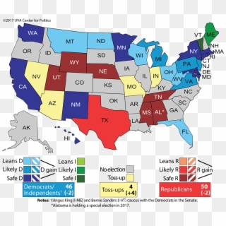 Crystal Ball Senate Ratings - Midterm Elections 2018 Map, HD Png Download