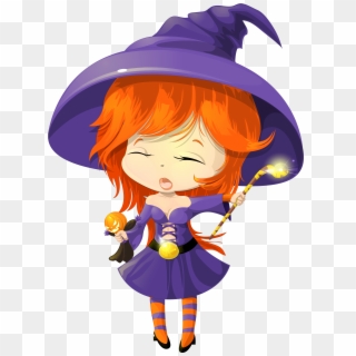 Cute Purple Witch Transparent Clipart M=1410821280 - Cute Witch Cartoon Png, Png Download