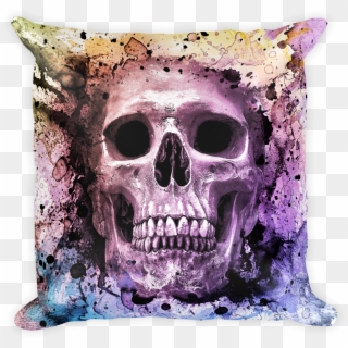 Watercolor Skull Square Pillow - Skull, HD Png Download