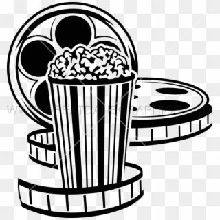 Movie Reel And Popcorn Png - Movie And Popcorn Black And White, Transparent Png