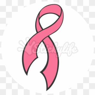 Breast Cancer Ribbon Temporary Tattoo - Circle, HD Png Download