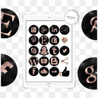 Rose Gold And Black Social Media Icons Example Image - Sticker, HD Png Download