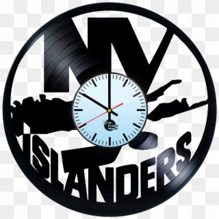 New York Islanders Logo Png Handmade Vinyl Record Wall - Wall Clock, Transparent Png