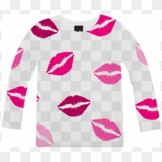 Long Sleeve Shirt Pink Lips Kiss Love $68 - Kissy Lips, HD Png Download