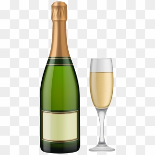 Champagne Bottle And Glass Png Png - Clip Art Champagne Bottle, Transparent Png