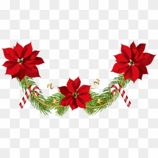 Image Stock Christmas Poinsettias Clip Art Png Image - Poinsettia Christmas Garland Clipart, Transparent Png