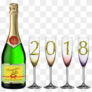 Bottle Of Sparkling Wine, Champagne Glasses - Png Happy New Year 2018, Transparent Png
