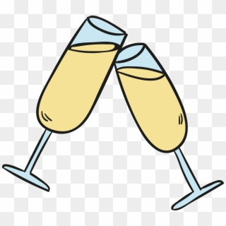 Png Black And White Champagne Drawing Cartoon - Champagne Glasses Cartoon Pic Hd, Transparent Png