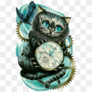 Colorfultattoo Cat Clock Butterfly Tattoo Time Png, Transparent Png