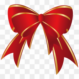 Christmas Red Gold Bow Png Clipart - Red Christmas Bow Clip Art, Transparent Png