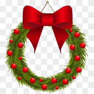 Christmas Holly And Red Bow - Christmas Ribbon Bow .png, Transparent Png