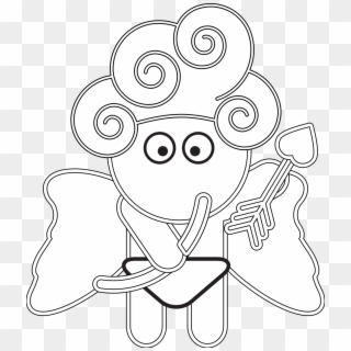Cartoon Cupid Black White Line Art Coloring Book Colouring - Cartoon, HD Png Download