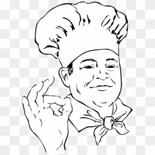 8402 Illustration Of A Chef Making An Ok Hand Gesture - Black And White Ok Hand Sign, HD Png Download