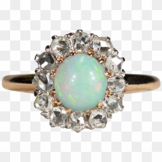 Antique Opal Diamond Ring 14k Gold Old Mine Cut Diamond - Pre-engagement Ring, HD Png Download