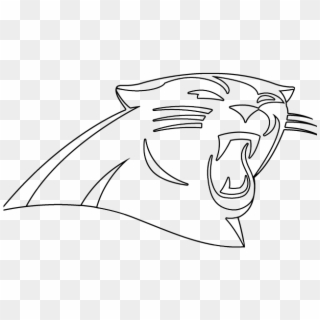 Drawn Panther Panthers Logo - Carolina Panthers Logo Coloring Pages, HD Png Download