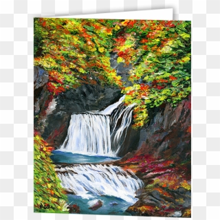 Waterfall Wrapped In Color Greeting Cards - Waterfall, HD Png Download