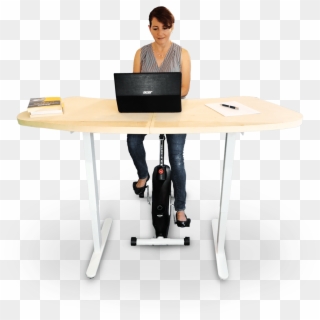 Lady Using Ergonomyx Smart Sit And Stand Desk - Conference Room Table, HD Png Download