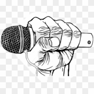 #music #mic #freetoedit - Microphone In Hand Drawing, HD Png Download