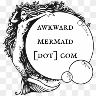 Awkward-mermaid - Black And White Mermaid Clipart, HD Png Download