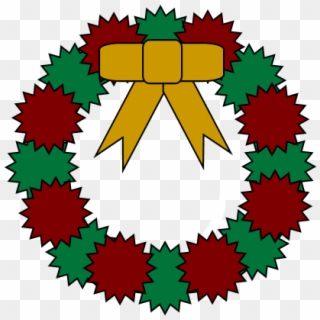 Christmas Wreath In Green And Red With A Lovely Golden - Emblem, HD Png Download