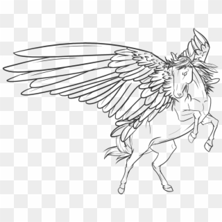 Chariot Drawing Pegasus - Line Art Pegasus, HD Png Download