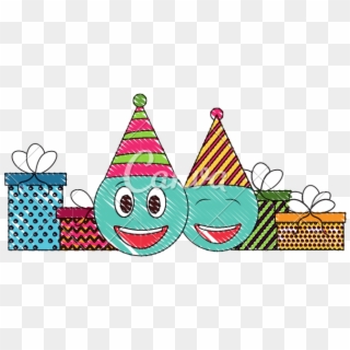 Birthday Emoji Face With Party Hat And Gifts Drawing - Gift, HD Png Download