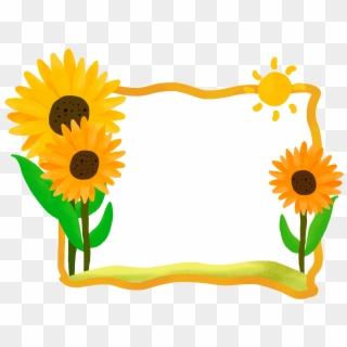 Plant Border Hand Drawn Sunflower Png And Psd - Girassol Png, Transparent Png