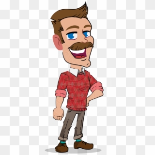 Simple Style Cartoon Of A Man With Mustache - Moustache, HD Png Download