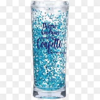 Insulated Clear Plastic Tumbler With Blue Confetti - Pint Glass, HD Png Download