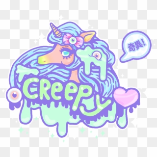 Creepy Cute By - Cute Unicorn Drawing Creepy, HD Png Download
