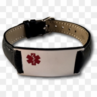 Medical Id Bracelet, Black Snake Leather - Strap, HD Png Download
