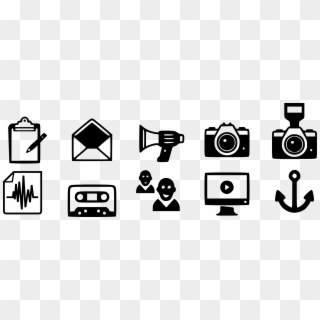 Banner Royalty Free Stock Clipart Monochrome Icon Set - Communication Clipart Black And White, HD Png Download
