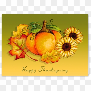 Picture Of Pumpkins & Leaves Greeting - Thanksgiving, HD Png Download