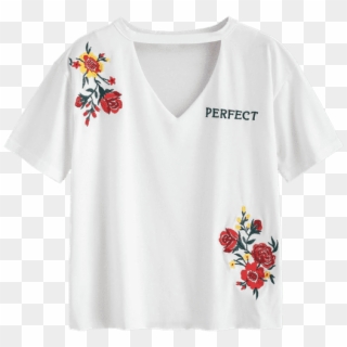 Choker Embroidered T Shirt White - Active Shirt, HD Png Download