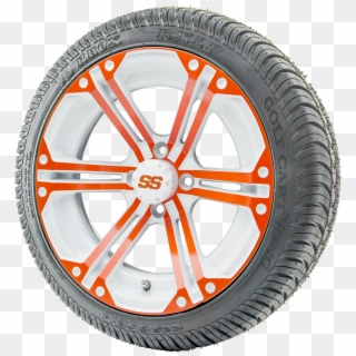 14 Rhox Rx354 White And Orange Wheels And Lowpro Tires - Hubcap, HD Png Download