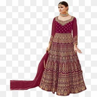 Dress Designer Wedding Anarkali - Velvet Choli Anarkali Suit, HD Png Download