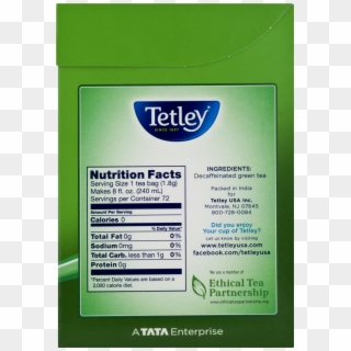 Tetleyãƒâ‚ã‚â® Decaffeinated Green Tea - Nutrition Facts, HD Png Download