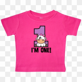 1st Birthday Cow Farm Party Girls 1 Year Old Baby T-shirt - Inktastic, HD Png Download