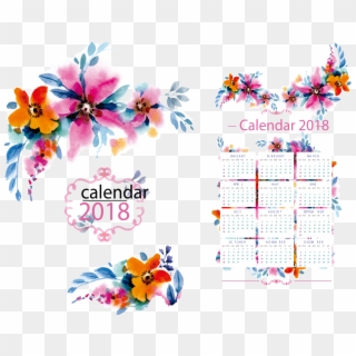 Calender Vector April Calendar - Flower Calendar For 2018, HD Png Download
