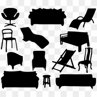Couch Furniture Chair Table Silhouette - Furniture Png Black And White, Transparent Png