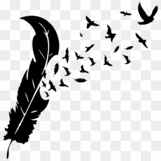 Feather With Birds Silhouette - Feather To Birds Png, Transparent Png