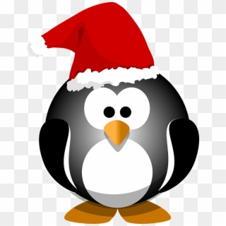 Santa Hat Clipart Holiday Hat - Cartoon Penguin With Santa Hat, HD Png Download
