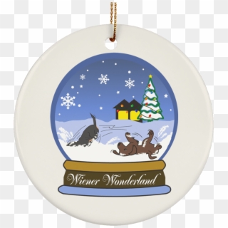 Snow Globe Christmas Ceramic Circle Ornament - Christmas Ornament, HD Png Download
